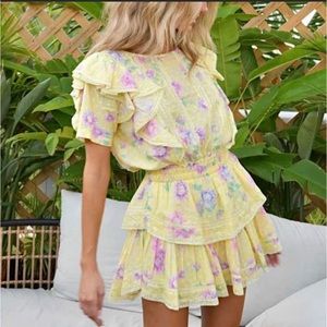 Love Shack Fancy Natasha Dress in Bright Azalea NWT